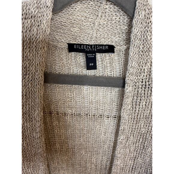 Eileen Fisher Size PP Petite Beige Knit Open Cardigan Super Chic Classy - Picture 5 of 6